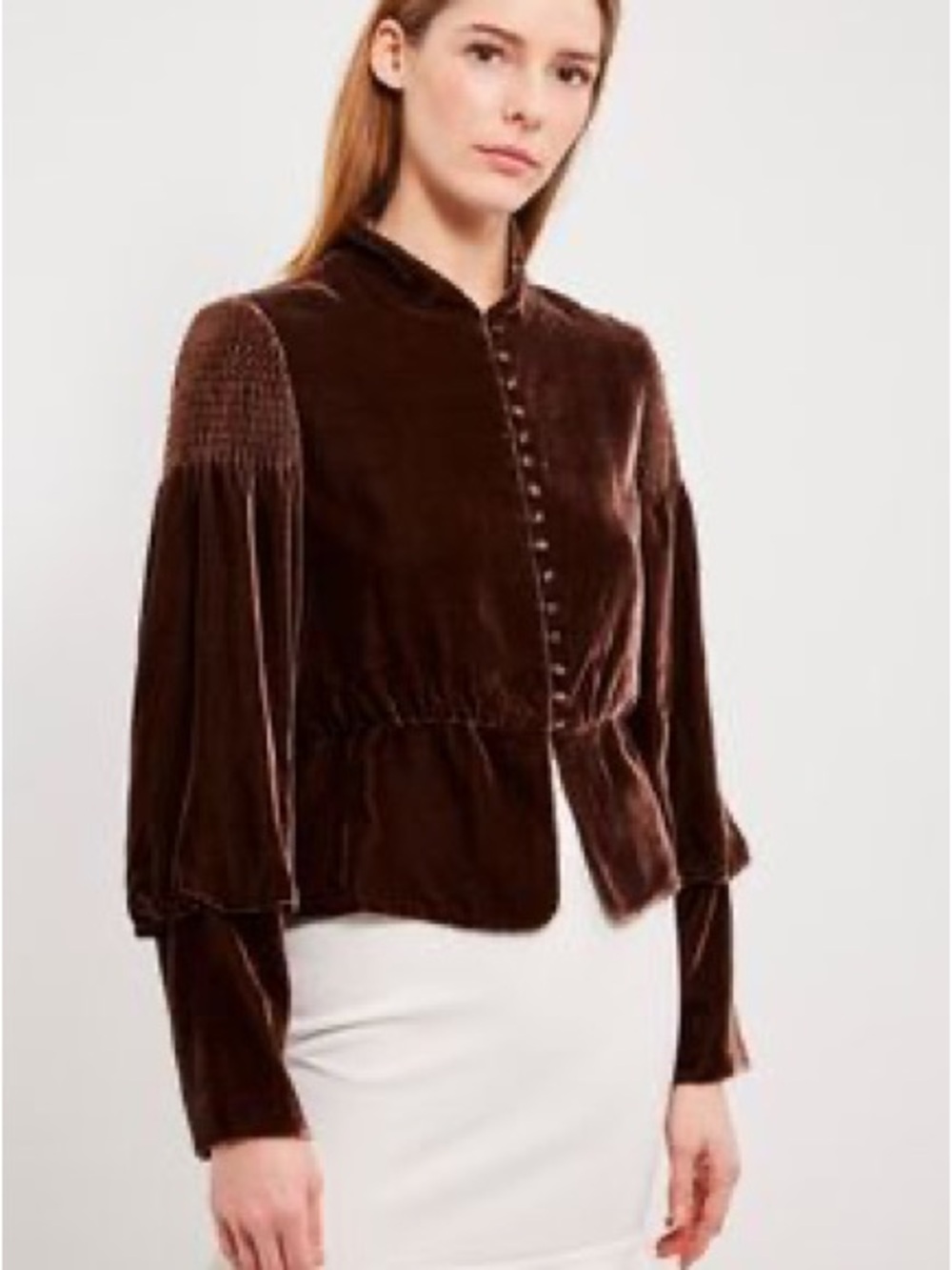 BCBGMaxAzria Dark Brown Velvet Button-Front Blazer